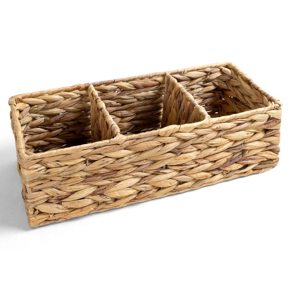 NEW Set of 2 - Water Hyacinth Storage Basket with 3 Separators